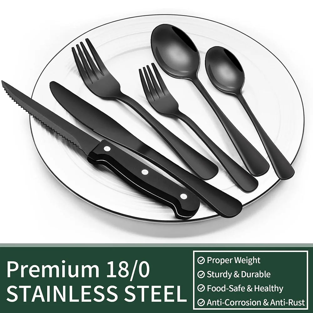 Stylish Black Silverware Cutlery Set