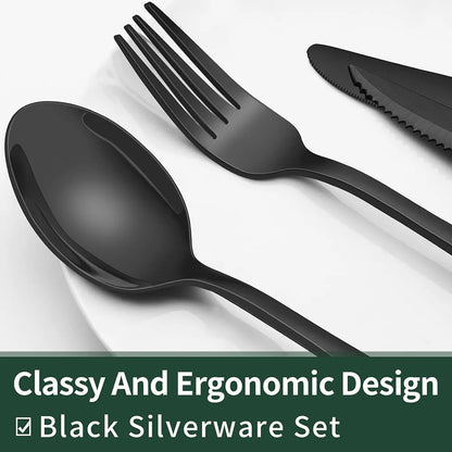 Stylish Black Silverware Cutlery Set