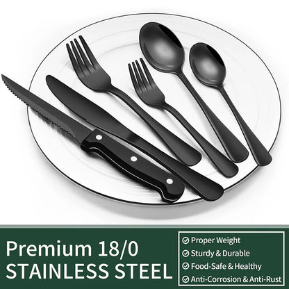 Stylish Black Silverware Cutlery Set