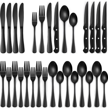 Stylish Black Silverware Cutlery Set
