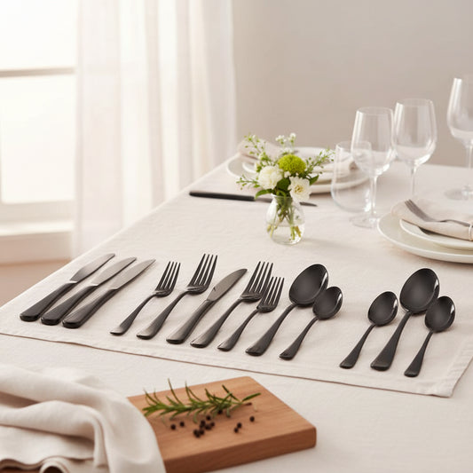 Stylish Black Silverware Cutlery Set